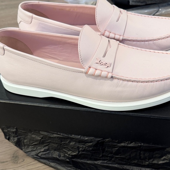 Saint Laurent Light Pink Leather Loafers - Picture 2 of 7